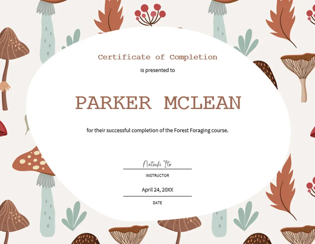 Course completion certificate